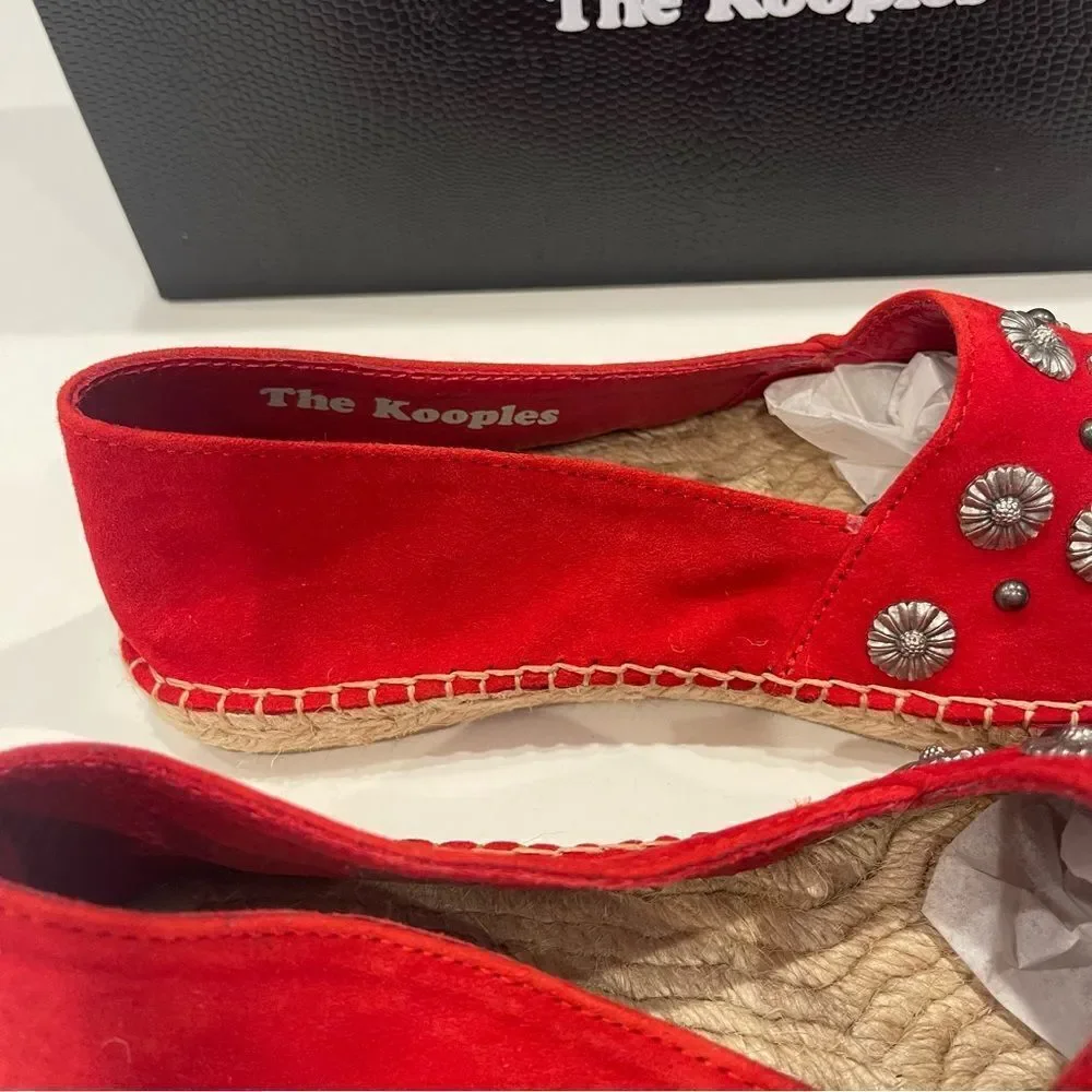The Kooples Suede Leather And Embrode espadrille shoes NIB size 37